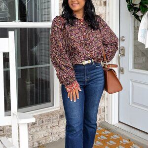 THML Brown and Purple Printed Blouse